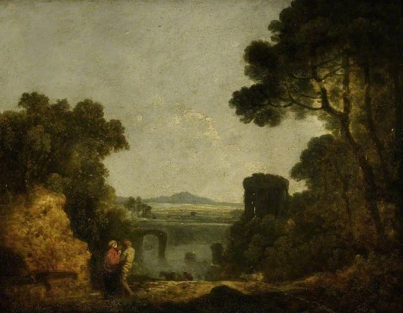 Paesaggio fluviale italiano con un ponte rotto - Fitzwilliam Museum, Cambrudge